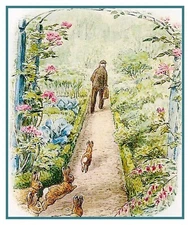 Beatrix Potter Peter Rabbit Follows Farmer McGregor Counted Cross Stitch Pattern