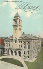 Postcard Vermont VT Montpelier Mayor Signed Christmas Greeting City Hall 1911 