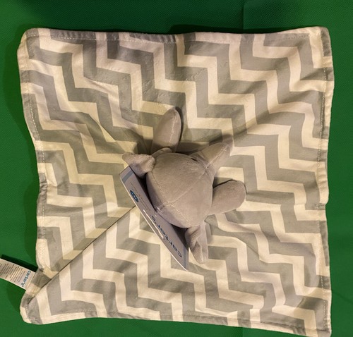 NEW Carters Cuddle Plush Elephant Security Baby Blanket Lovey Gray White Chevron - Picture 3 of 6