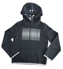 Under Armour Hoodie Boys Youth Small Black Coldgear Loose Sweatshirt