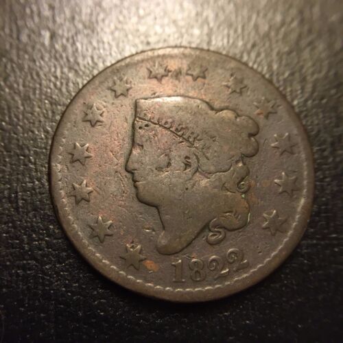1822 Coronet Matron Large Cent VG Very Good Penny Liberty Newcomb Variety - Picture 1 of 2