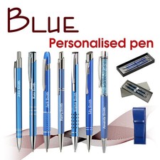 Personalised metal pen BLUE Wedding pens Christmas Teacher gift School leavers