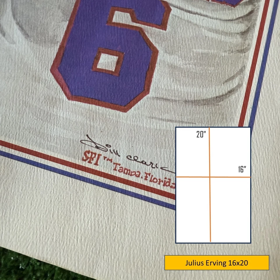 Arte impreso póster oficial vintage de los 76ers Julius "Dr. J" Erving de Bill Clark Foto 2 de 4