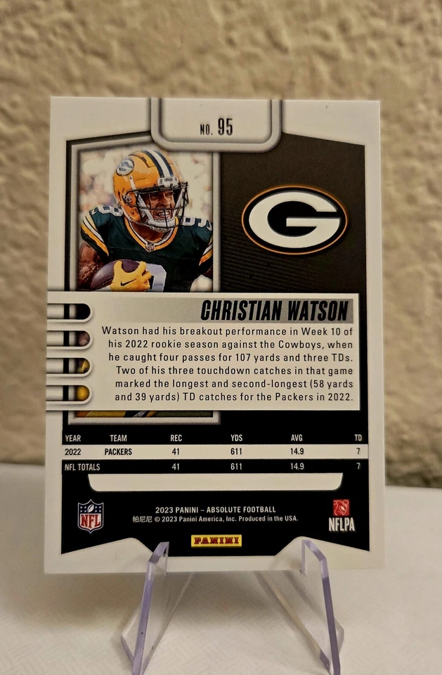 2023 Panini Absolute - Orange Spectrum #95 Christian Watson /75 - Image 2 of 2