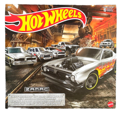 Hot Wheels ZAMAC 6 Pack 1:64 Modellauto Geschenk Set BMW Ford Chevy Dodge Datsun