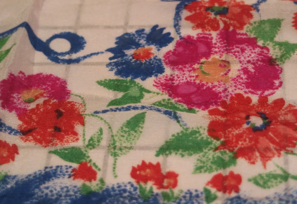 Pañuelo Brillante Cuadrado Floral Vintage Colorido Pañuelo 12" Cuadrado Foto 2 de 4