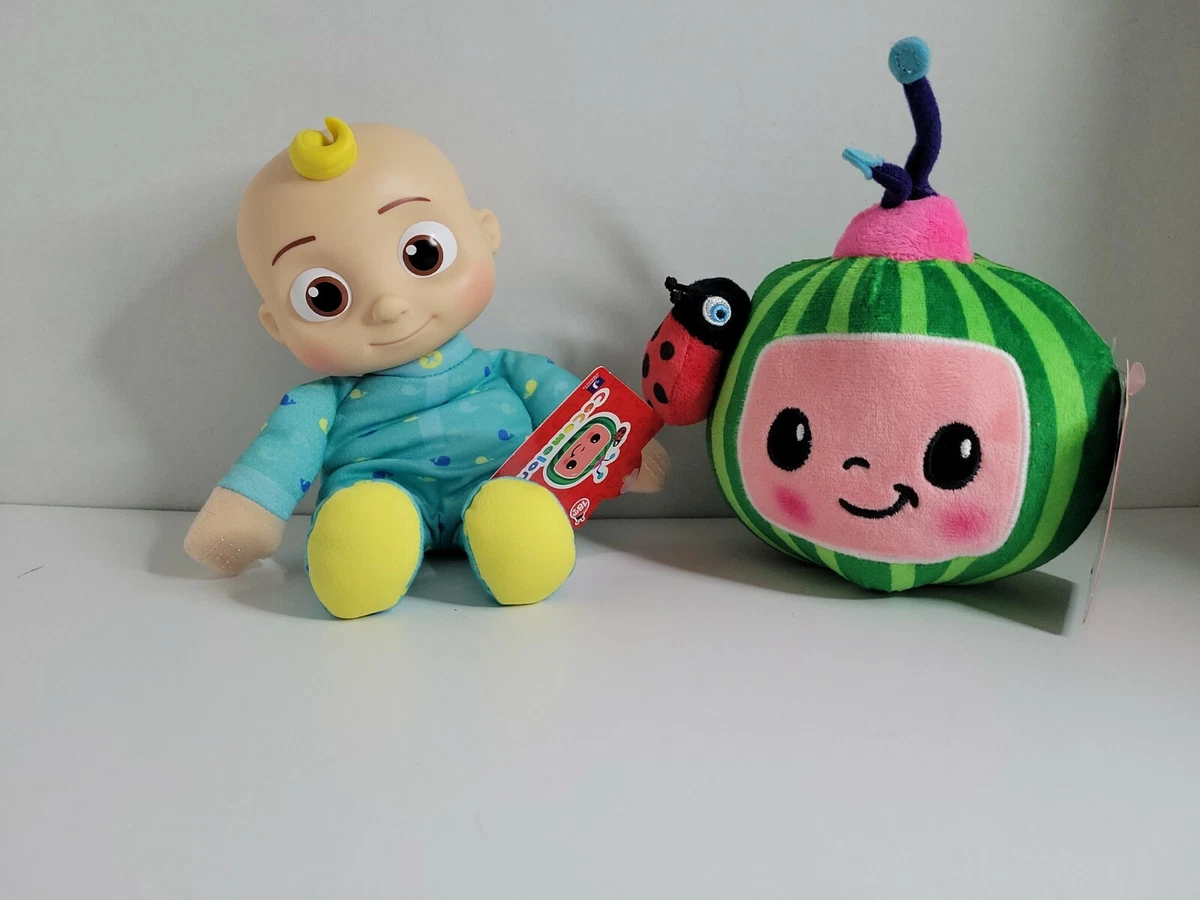 Lot Of 2 Cocomelon 8” Baby JJ Doll & Watermelon Plush Set NEW Stuffed Toys