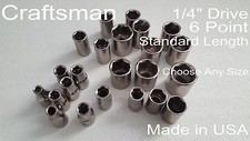 NEW Craftsman SAE Metric 6pt STD Socket 1/4" Drive Made in USA Choose Any Size