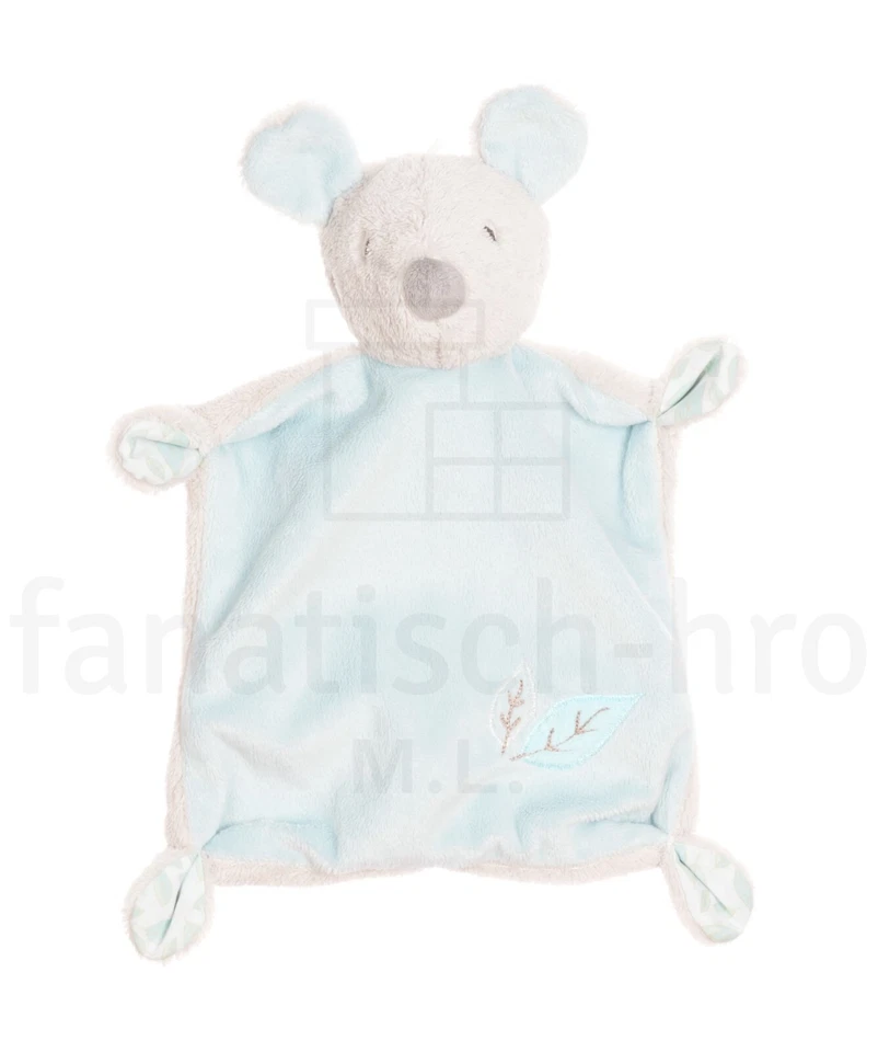 PUSBLU Baby Schmusetuch Maus Kuscheltuch türkis Schnuffeltuch Blätter 381528 DM