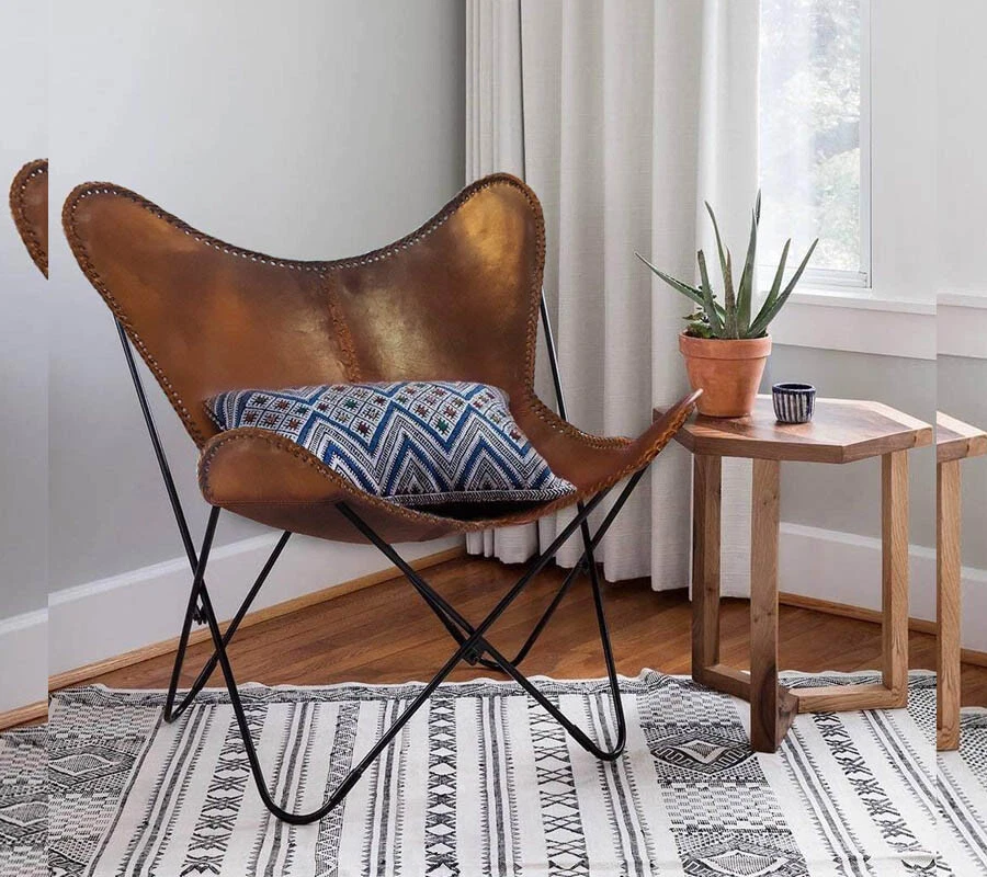 Handmade Leather Lounge Accent Butterfly Chair Full Folding Relax Arm Chair New
Opens in a new windo