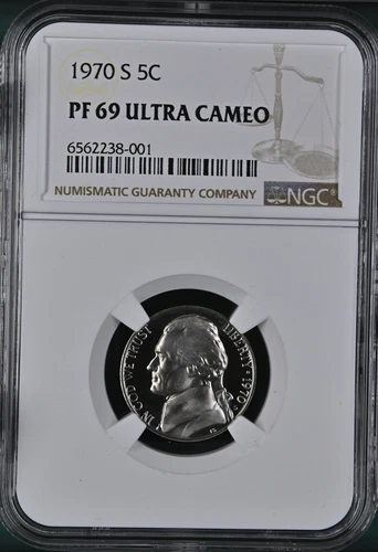 1970 S Jefferson Nickel 50C NGC PF69 ULTRA CAMEO BX5-21