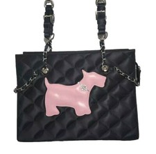 My Flat In London Vintage Jan Haedrich Pink Scotty Dog Quilted Nylon Handbag