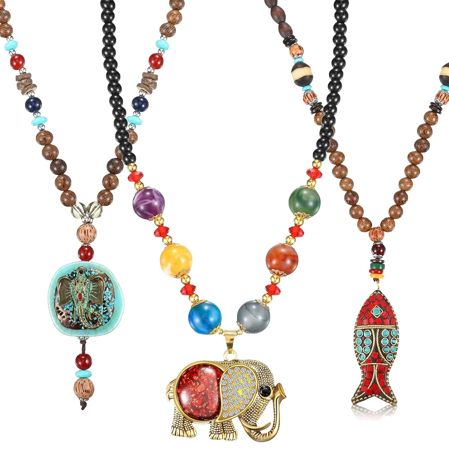 Colgante de Madera Collares y colgantes De Moda Bohemio