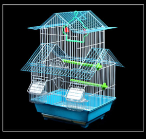 Bird Cage Portable Handle Wire Swing Perch Feeders Two Story