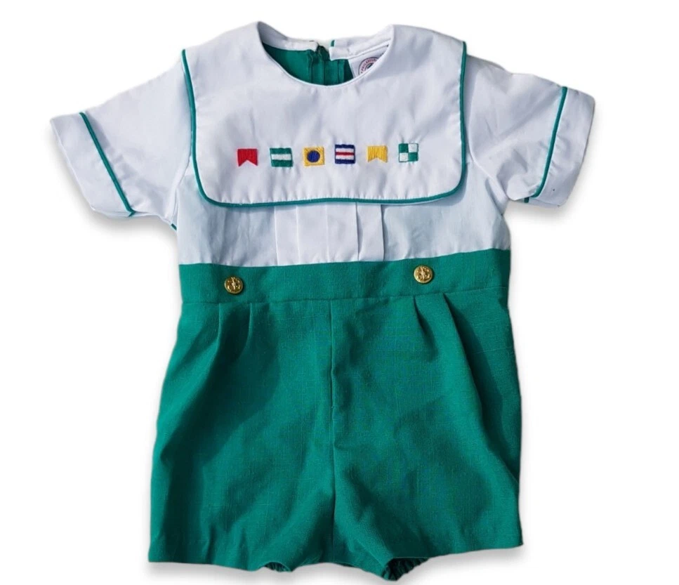 VTG GOOD LAD of Philadelphia Baby Boy Sailor Romper Size 24 Months Nautical USA