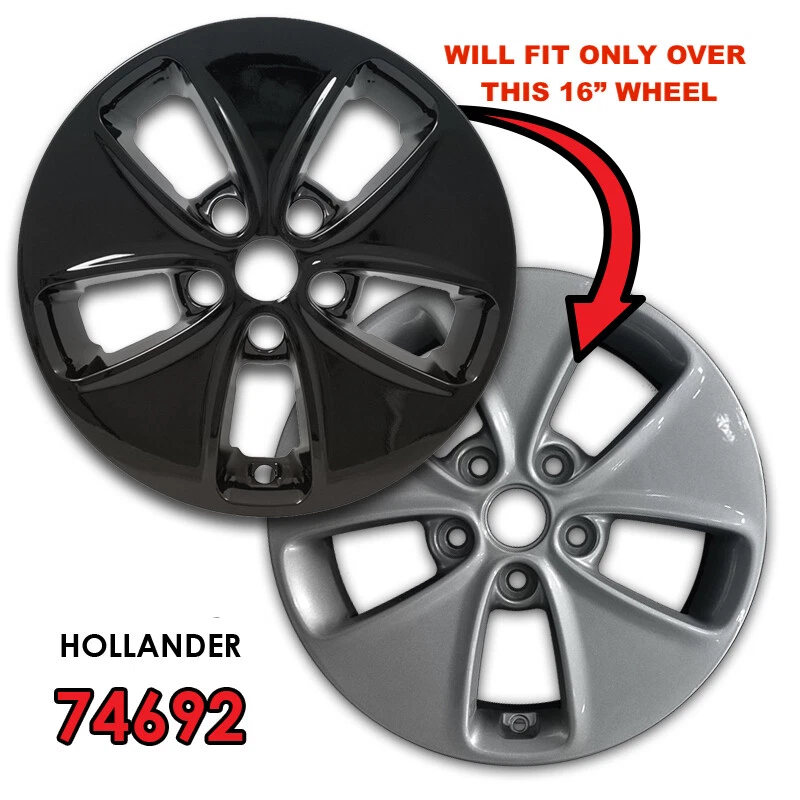 One Wheel Skin Cover Fits 2014-2016 Kia Soul 16" Gloss Black 5 Flared Spoke Foto 4 de 4