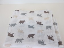 aden anais Baby Blanket Bears White Cotton Muslin Soft Swaddle Lovey