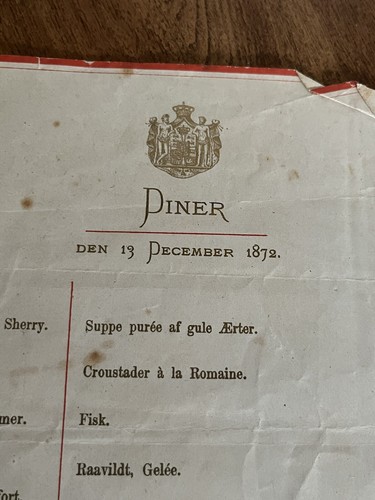 1872 Menu In Dutch Dated Dec 13 1872 Very Rare From Estate Collector - Picture 3 of 5