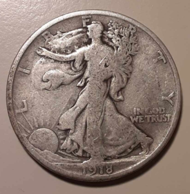 1918-D Walking Liberty Half Dollar 50c 90% silver Denver Mint