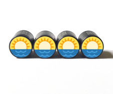 Sunrise Sunset Emoji Tire Valve Stem Caps - Aluminum - Set of Four
