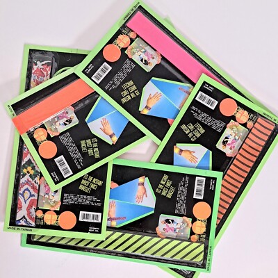 1990s Toysmith Wrist Twist Slap Snap Bracelets Lot Of 5 Florescent Bands Vintage