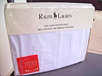 1st Quality Ralph Lauren Classic White Twin DP Fitted Sheet 200T Go W BROMLEY