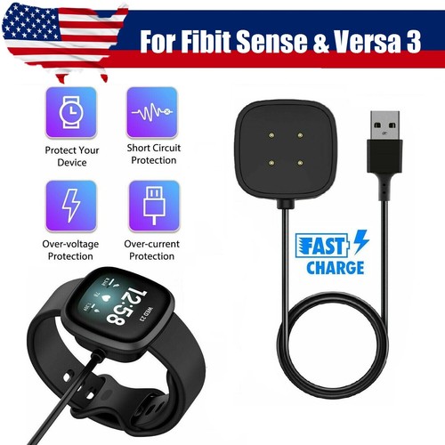 Wireless Charger Uhr USB Schnell Ladestation Kabel für Fitbit Sense / Versa 3 - Bild 1 von 10