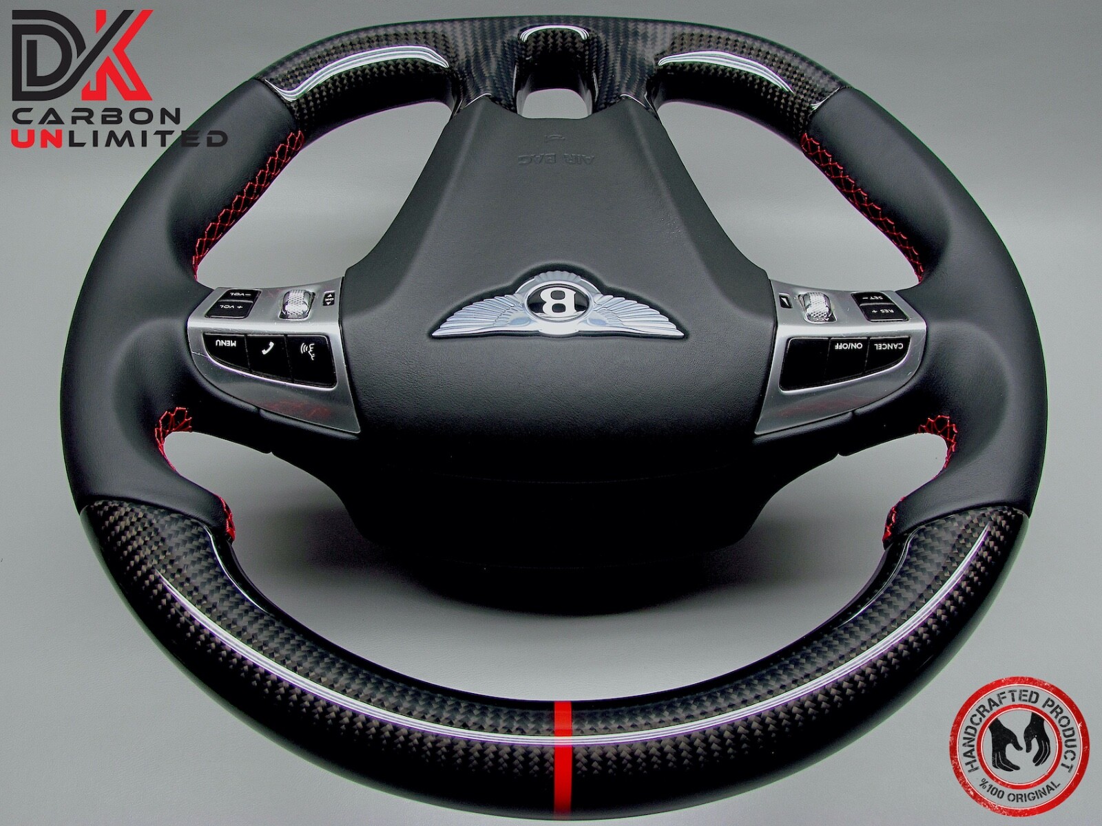 Bentley Continental GT 2011 Flying Spur Red Ring Napa Carbon Steering Wheel v1