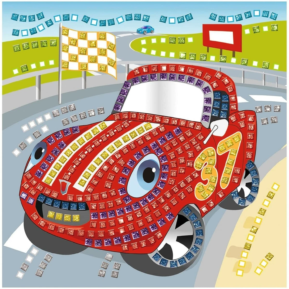 URSUS Moosgummi-mosaik "glitter Rennwagen"