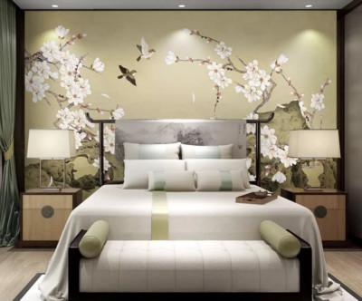 3D Flower Branch Bird 36359NA Wallpaper Wall Murals Removable Wallpaper Fay