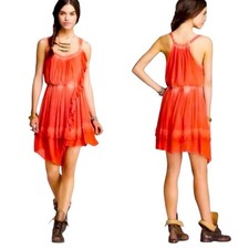 Free People Boho Ruffle Trim Dress | Orange | Size Small
