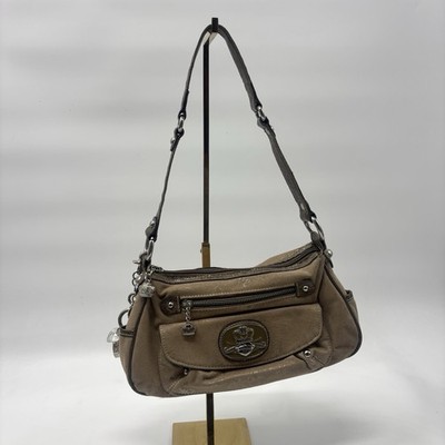 Kathy Van Zeeland Beige Metallic Suede Y2K Bag. Read Description