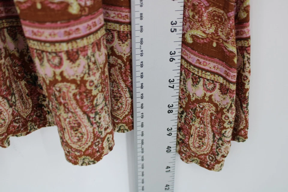 Boho Maxi Dress Womens Large Off Shoulder Floral Paisley Smocked Peasant - Изображение 3 из 4