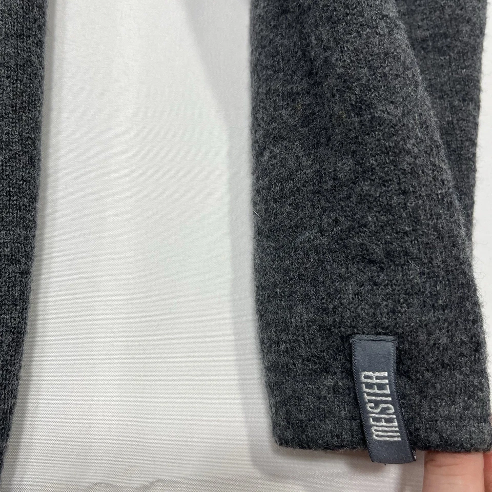 Suéter Pullover Meister Para Hombres XL Cuello Simulado 100% Lana Merino Gris Tejido 1/4 Cremallera Foto 2 de 4