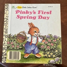 First Little Golden Book, Pinky's First Spring Day, Vintage 1989, 1st Edition 