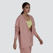  NWT Adidas Originals Soft Cardigan Sweatshirt-Wonder Mauve-Women  s Size Small