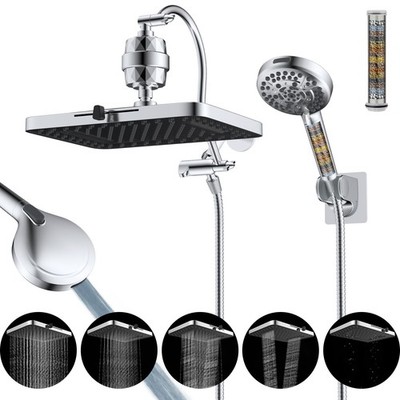 Hibbent Dual Filtered Shower Head 13 Inch Chrome