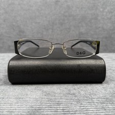 D&G Dolce & Gabbana G5021-B Crystal Logo Y2k Eyeglasses Silver Black 53-17-135