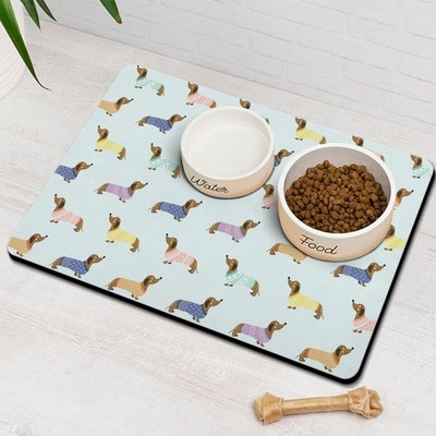 Dachshund Dog Food & Water Mat, Pet Feeding Mat for Floor Non-Slip Waterproof...