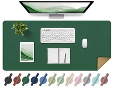 Non Slip Desk Mat, 31.5 x 15.7 PU Leather Desk Pad, Cork Desk Mat for Desktop...