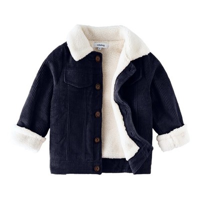 Kinder Jungen Fleecejacke Winter warm Rippsamt Jacke gefüttert Sherpa