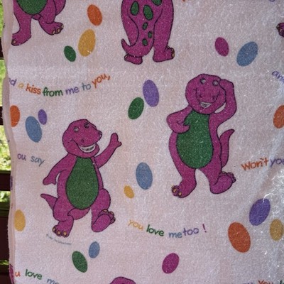 Barney Purple Dinosaur Full Blanket Vintage Kids Fleece Bed Blanket 87x74