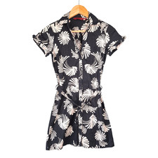 John Richmond Floral Graphic Print Belted Shirt Dress - Size S/M