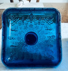 Tiara Indiana Glass Cobalt Blue Honey Bee Box Glass Candy Dish — photo 3