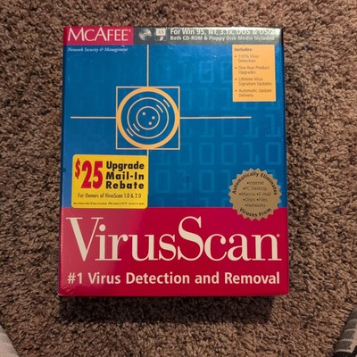 Sealed 1997 Vintage McAfee VirusScan for Win 95 NT 3.1 DOS  CD + 3.5'' Disk V 3.5
