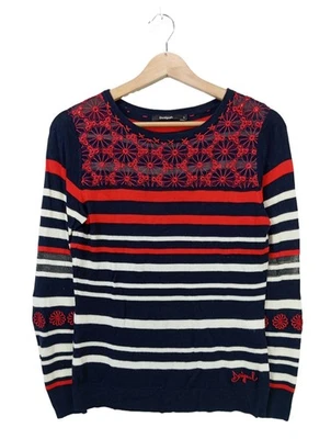 DESIGUAL Pull en maille fine Dames Pull T EU 36 bleu-rouge style décontracté - Photo 1/4