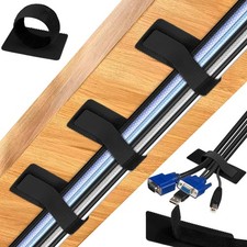 Under Desk Cable Management 41-Piece Kit, Clips Hook Loop Ties, Holds 15 Cords