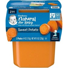 Gerber 2nd Foods Non-GMO Sweet Potato Puree Baby Food Tub, 2x 4 oz Tubs, 8 x 8 o