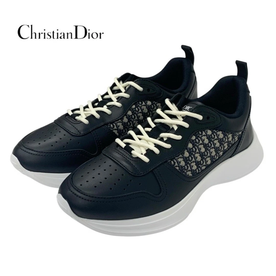 Baskets Christian Dior B25 tissu veau logo noir oblique occasion TIEE 0