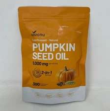 Vivonu Pumpkin Seed Oil + Saw Palmetto 300 Softgels, Cold-Pressed 1000 mg Orange